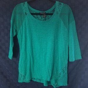 DKNY top Teal/Aqua 3/4 sleeve women's Sz M